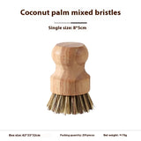 Kitchen Gadget Natural Wooden Brush Sisal Household Kitchen Short Handle Coconut Palm Cleaning Decontamination Brush