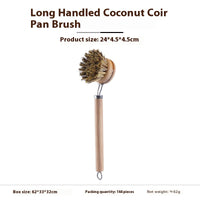 Kitchen Gadget Natural Wooden Brush Sisal Household Kitchen Short Handle Coconut Palm Cleaning Decontamination Brush