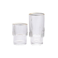 Stackable Gold Rim Ripple Drinking Glass