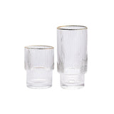 Stackable Gold Rim Ripple Drinking Glass