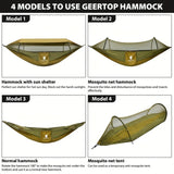 3 In 1 Outdoor Hammock With Mosquito Net Sun Shelter Rainfly, Waterproof Double Sleep Rest Camping Hammock Travel