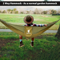 3 In 1 Outdoor Hammock With Mosquito Net Sun Shelter Rainfly, Waterproof Double Sleep Rest Camping Hammock Travel