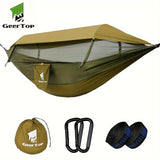 3 In 1 Outdoor Hammock With Mosquito Net Sun Shelter Rainfly, Waterproof Double Sleep Rest Camping Hammock Travel