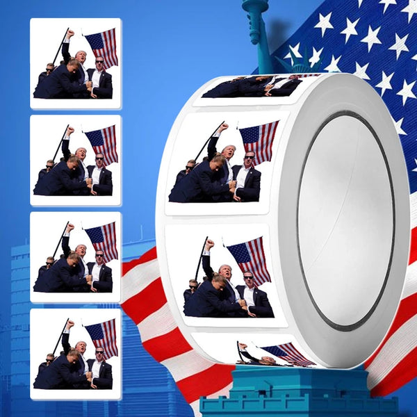 500Pcs/Roll Trump 2024 Keep Fighting Stickers – 2.0cm Self-Adhesive Labels