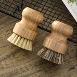 Kitchen Gadget Natural Wooden Brush Sisal Household Kitchen Short Handle Coconut Palm Cleaning Decontamination Brush