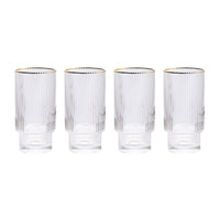 Stackable Gold Rim Ripple Drinking Glass