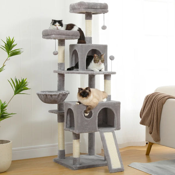 Cat Tower Condo for Large Cats - Multi-Level Entertainment & Scratching Perch