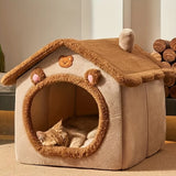 Foldable Pet Bed Removable Washable Cat House Puppy Cave Sofa Pet Bed House Suitable for Small and Medium-sized Cats