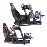 Aluminum Adjustable Double Sitting Position Driving Simulator Game Stand Rig Steering Wheel Seat Bracket Sim Racing Cockpit