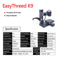 EasyThreed K9 Mini 3D Printer Easy to Use Entry Level Gift 3D Printer FDM TPU PLA Filament 1.75mm Black