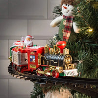 Electric Christmas Tree Train Set Attaches To Your Tree Realistic Sounds & Lights Christmas Gift Toy Battery Operated