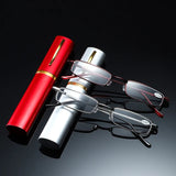 Reading Glasses Anti-blue Light For Men Women Metal Frame Portable HD Pen Holder Ultralight Glasses Radiation Protection