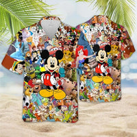 Mickey Mouse Hawaiian Shirt Unisex Casual Button-Up Beach Shirt