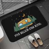 Non-slip Washable Kitchen Mat - Happy Campers Design, Absorbent Bathroom Rug, Caravan Doormat