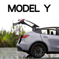 1:24 Tesla Model Y Model 3 Model S Metal Alloy Diecast Toy Car Model Sound And Light Children's Toy Collectibles Birthday Gifts