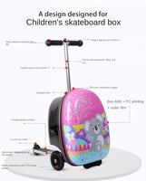 Kids Skateboard Luggage Schoolbag Folding Trolley Case Children's Suitcase on Wheels Travel Bag Cartoon Skating Ride Scooter