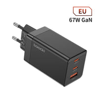 Toocki GaN 67W Charger Quick Charge QC4.0 PD3.0 Fast Charging Type C USB Charger for Macook Pad iPhone 15 14 Pro Max Plus Xiaomi