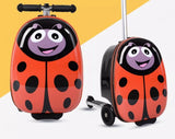 Kids Skateboard Luggage Schoolbag Folding Trolley Case Children's Suitcase on Wheels Travel Bag Cartoon Skating Ride Scooter