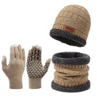 Men's windproof hat, outdoor winter scarf, gloves, three-piece neckline, one plus cashmere insulated knit hat Official Website