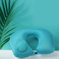 Inflatable U-Shaped Travel Pillow with Milk Silk Cover