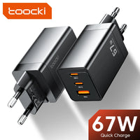 Toocki GaN 67W Charger Quick Charge QC4.0 PD3.0 Fast Charging Type C USB Charger for Macook Pad iPhone 15 14 Pro Max Plus Xiaomi