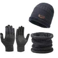 Men's windproof hat, outdoor winter scarf, gloves, three-piece neckline, one plus cashmere insulated knit hat Official Website