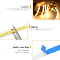 LED Light Strip USB Touch Sensor 5V COB Diode Tape Dimmer Backlight DIY High Density Linear Lightings Lamp Ribbon For Home Decor