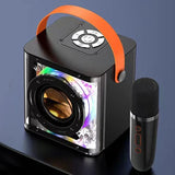 ALYNIC Portable Mini Karaoke Machine Set Bluetooth Speaker Colorful Light Surround with 2 Wireless Microphones for Kids Adults