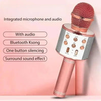 WS858 Professional Handheld Wireless Karaoke Microphone USB Speaker Microphone for Kids Music Player Singing Recorder KTV