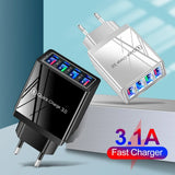 EU US Plug 3A USB Charger Multi Port 4 USB Quick Charge 3.0 For Phone Adapter Tablet Portable Wall Charger Fast Charger For Poco