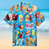 Funny Hawaiian Shirt - Ice Cream Print, Summer Short Sleeve, Oversized Men's Shirts