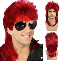 Mullet Wigs for Men 80s Costumes Mens Black Fancy Party Accessory Cosplay Hair Wig