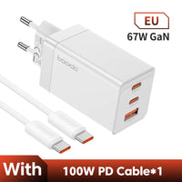 Toocki GaN 67W Charger Quick Charge QC4.0 PD3.0 Fast Charging Type C USB Charger for Macook Pad iPhone 15 14 Pro Max Plus Xiaomi