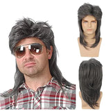 Mullet Wigs for Men 80s Costumes Mens Black Fancy Party Accessory Cosplay Hair Wig