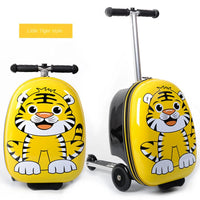 Kids Skateboard Luggage Schoolbag Folding Trolley Case Children's Suitcase on Wheels Travel Bag Cartoon Skating Ride Scooter