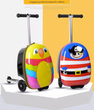 Kids Skateboard Luggage Schoolbag Folding Trolley Case Children's Suitcase on Wheels Travel Bag Cartoon Skating Ride Scooter