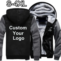 Men Fashion Hoodies Custom Your Logo Jackets Men Winter Zipper Hoodies Outdoor Casual Thicken Warm Jacket Coats