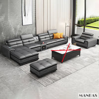 Modern Genuine Leather Sectional Sofa Sets Couch Sofas with USB Charging and Bluetooth Speaker - MINGDIBAO Living Room Furniture