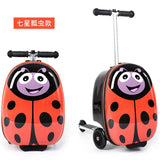 Kids Skateboard Luggage Schoolbag Folding Trolley Case Children's Suitcase on Wheels Travel Bag Cartoon Skating Ride Scooter