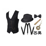 1920s Mens Gatsby Gangster Accessories Set Panama Hat Suspender Bow Tie 20s Great Gatsby Accessories