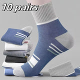 10pairs Breathable Cotton Sports Stockings Men Bamboo Fiber Autumn and Winter Men Socks Sweat Absorption Deodorant Business Sox