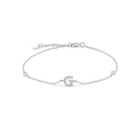 925 Sterling Silver Initial 26 Letters Alphabet Monogram Gold Name Bracelet Crystal CZ Zircon 2024 Fashionable Jewelry