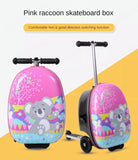 Kids Skateboard Luggage Schoolbag Folding Trolley Case Children's Suitcase on Wheels Travel Bag Cartoon Skating Ride Scooter