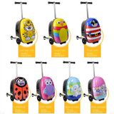 Kids Skateboard Luggage Schoolbag Folding Trolley Case Children's Suitcase on Wheels Travel Bag Cartoon Skating Ride Scooter