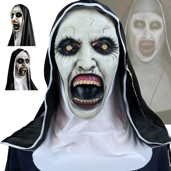 Horror Scary Nun Latex Mask for Halloween Cosplay