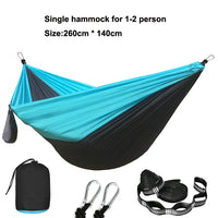 Solid Color Parachute Hammock with Hammock straps and Black carabiner Camping Survival travel Double Person outdoor furniture Jack's Clearance