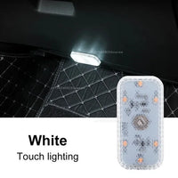 Mini 5V LED Touch Light - Wireless Car Interior Lighting with USB Charging Rechargeable for Roof Ceiling Reading Door Foot Trunk