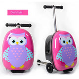 Kids Skateboard Luggage Schoolbag Folding Trolley Case Children's Suitcase on Wheels Travel Bag Cartoon Skating Ride Scooter