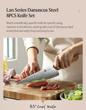 XINZUO 1-8pcs Kitchen Knife Set 73 Layers Custom Damascus Steel 15°±1 Per Side Steel Blade with Olive Wood Handle