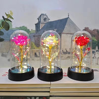 Artificial Rose Flowers Valentines Day Gift for Girlfriend Eternal Rose LED Light Foil Flower Wedding Decor Christmas Gifts